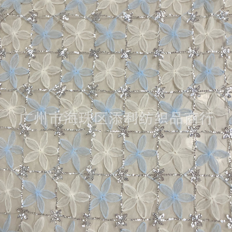 Picture of High-quality Mesh Plate with Multi-color Lolita Sequin Checkered Embroider Dress Kidsren's Clothing Decorative Fabric