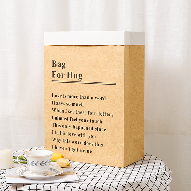 Picture of Flower packaging bag ins style bouquet bag rectangular gift bag kraft paper bag net red English hug bag wholesale