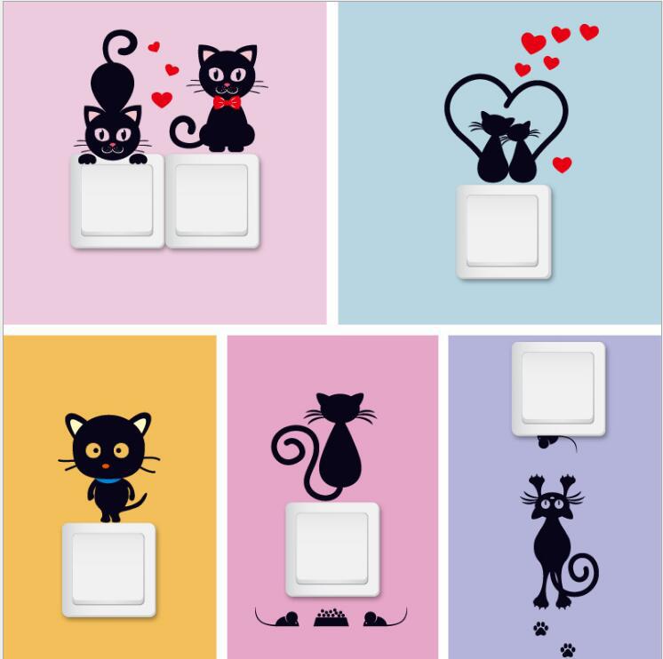 eab cross-border supply new shelf card cat switch stickers home fashion creative cute wall stickers decorative stickers
