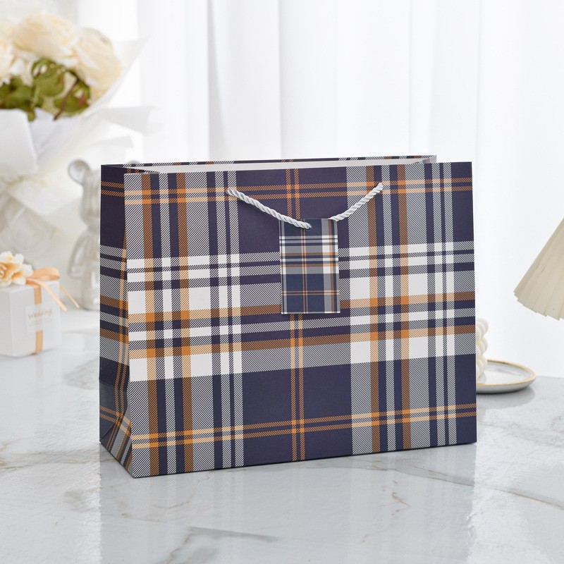 Picture of New horizontal plate thickened gift bag business fashion gift hand-held paper bag stationery jewelry store clothing packaging bag