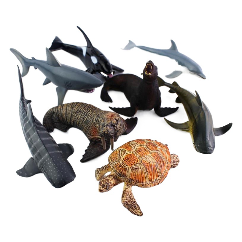 Plastic simulation solid marine animal toy dolphin whale great white shark model children's cognitive toys wholesale