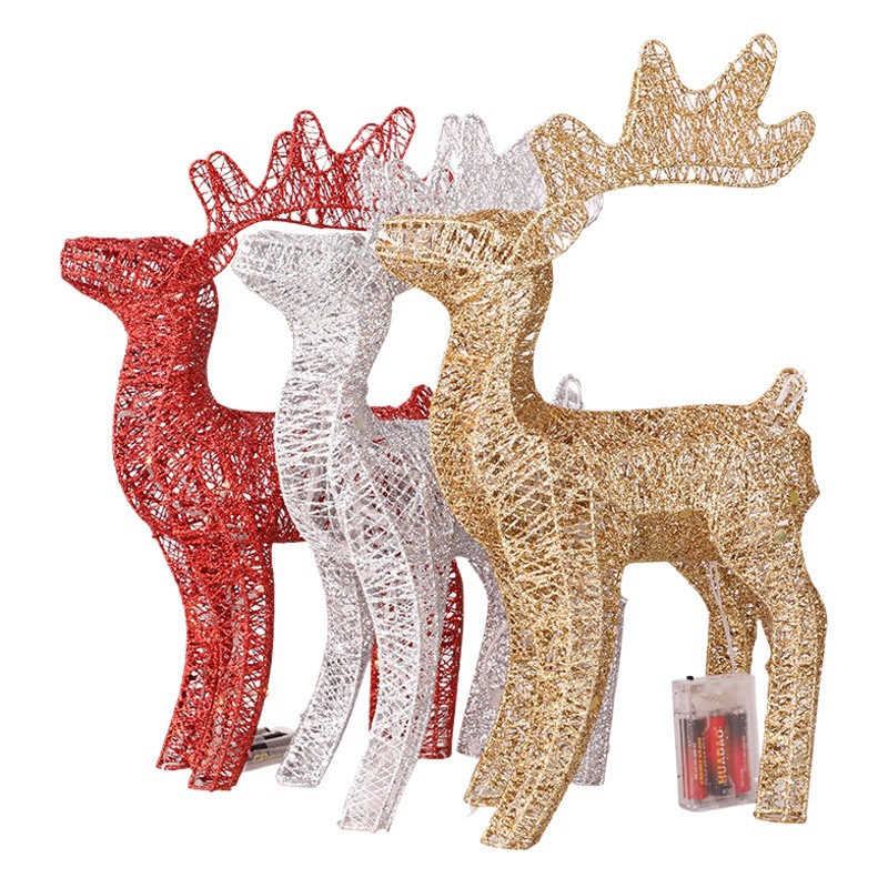 Cross-border wholesale Christmas decoration iron deer layout props 40cm lighting decoration Christmas lighting decoration