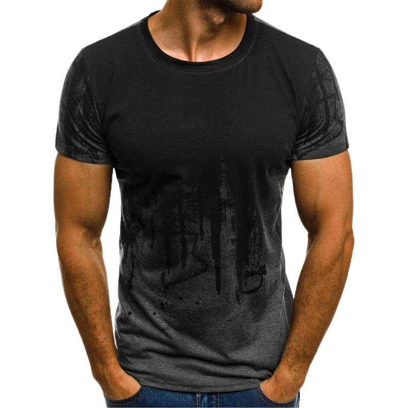 New Men's Fashion Sports Fitness Personality Printed T-shirt Men's Summer Thin Short-sleeved T-shirt