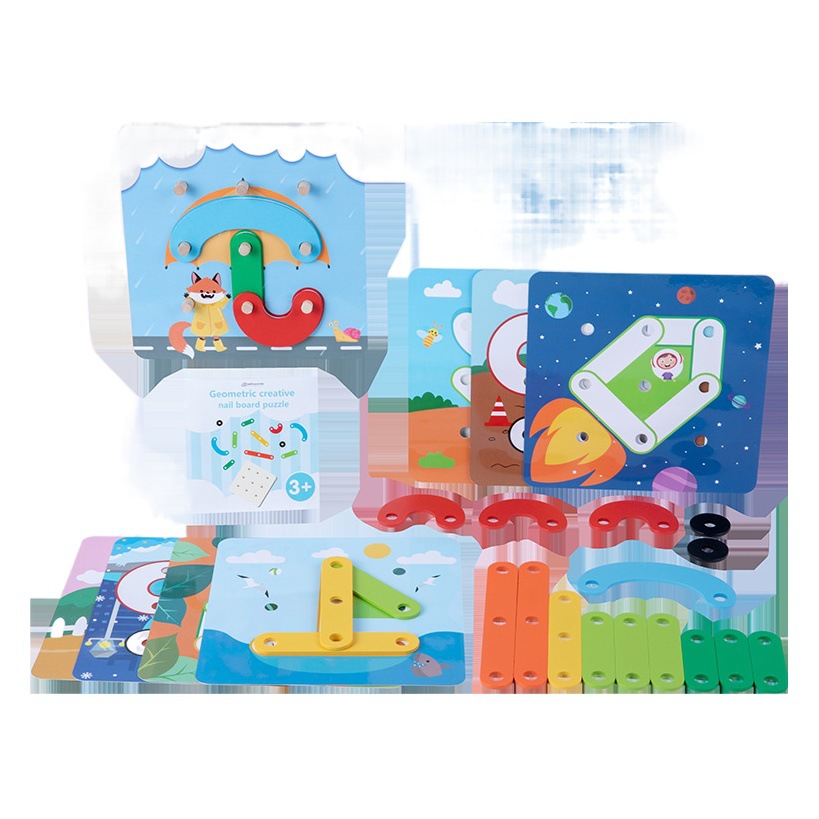 Variety wooden letters and numbers column puzzle wooden Children's Fun geometric shape cognitive creative educational toys