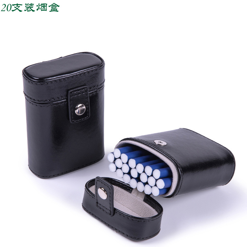 Men's Cigarette Box Fashionable 20-Pack Thick Cigarette Flip-Top Magnetic Buckle Chimney Pu Leather Cigarette Bag Cigarette Box