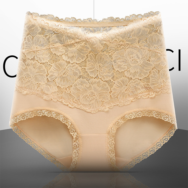 Picture of High-Waisted Lace Underwear for Women, Butt Lifting Pants for Women, Pure Cotton Crotch Fat Mm, Large Size Briefs for Women