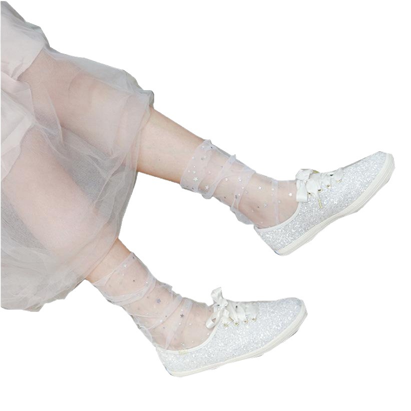 PATTKIN Spring and Summer Japanese Star Moon Transparent Thin Mesh New Fashion Korean Fan Pile Women's Socks