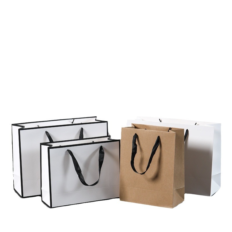 Picture of White cardboard bag custom clothing store gift bag custom logo gift box packaging handbag gift hand bag wholesale