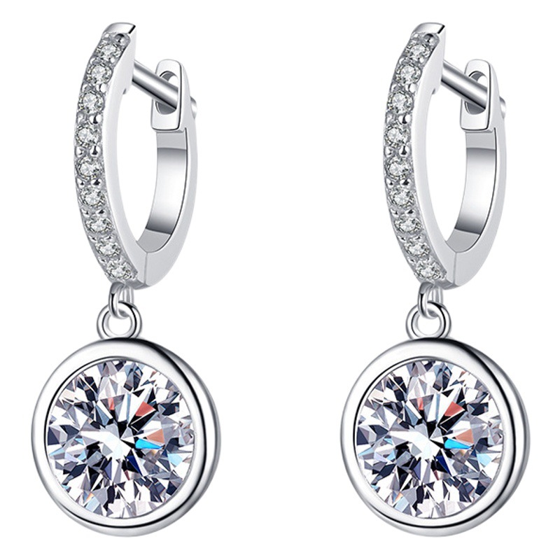 Cross-border Earrings s925 Sterling Silver Earrings Moissanite Earrings Bubble Earrings 50 Points 1 karat D Color Mosan Diamond Earrings