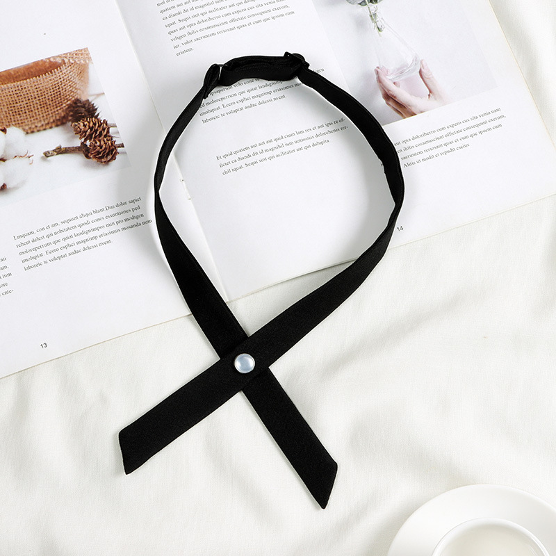 Picture of JK Solid Color Cross Bow Tie Female Student School Uniform College Style wine red Collar Shirt Bow
