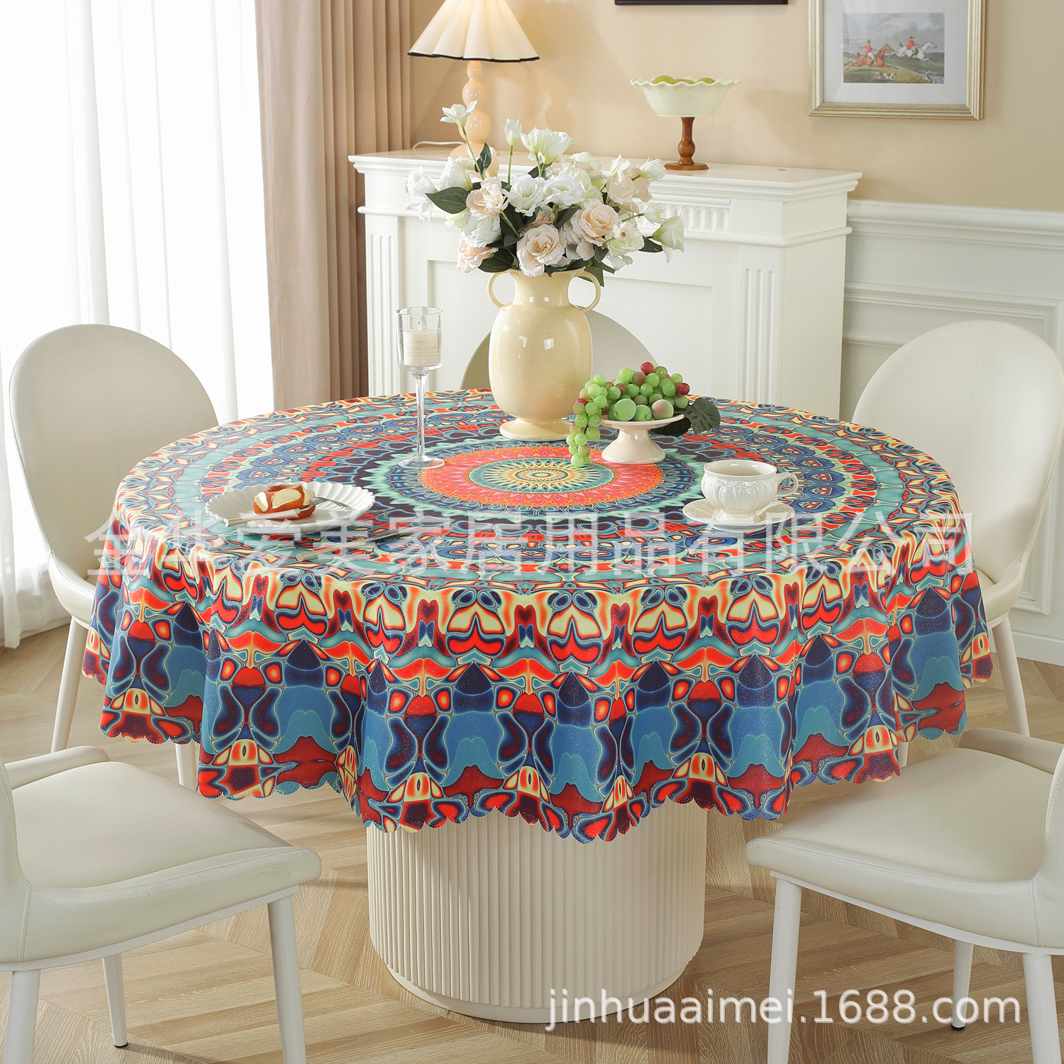 Bohemian Polyester Round Tablecloth Eva Composite Waterproof and Oil-Proof Picnic Party Square Table