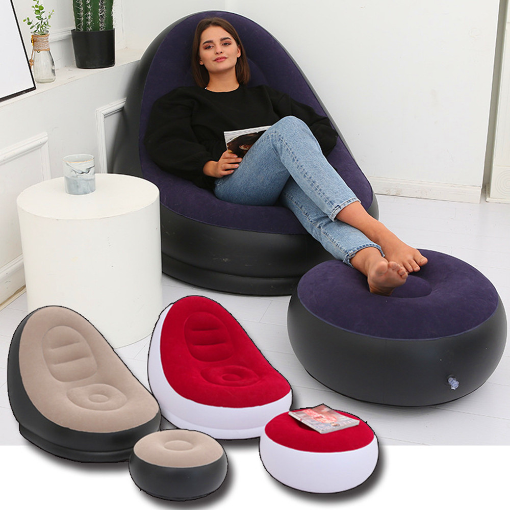 Picture of Cross-border Spot Thickened Flocking Inflatable Sofa Lazy Sofa Internet Celebrity Single Comfortable Sofa Nap Recliner Creative