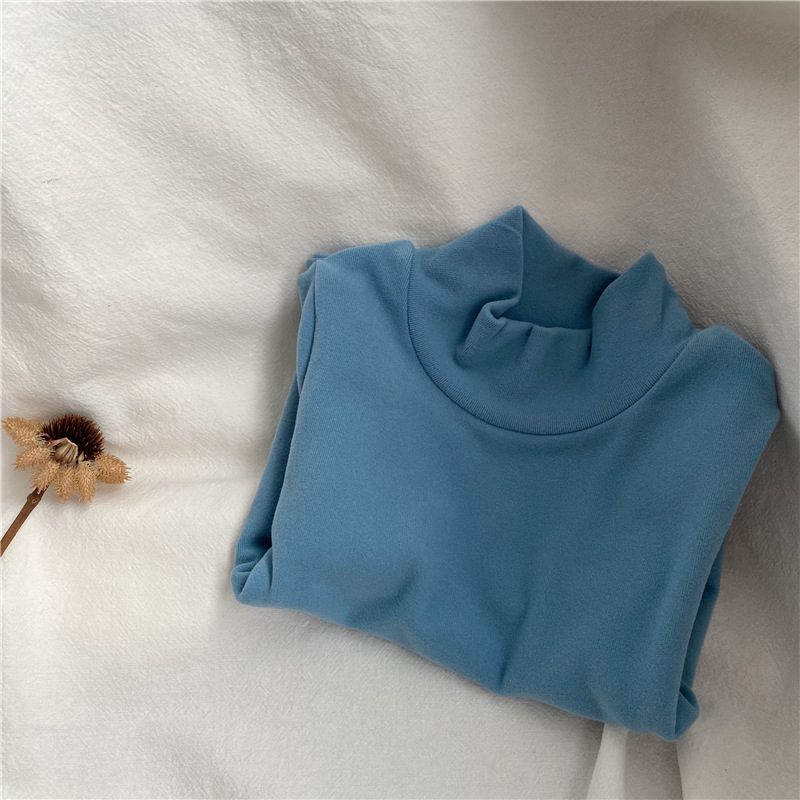 Picture of GL-kids Korean Autumn and Winter New Children's Half-High Collar Long-Sleeved Base Shirt for Boys and Girls Solid Color Thickened Top