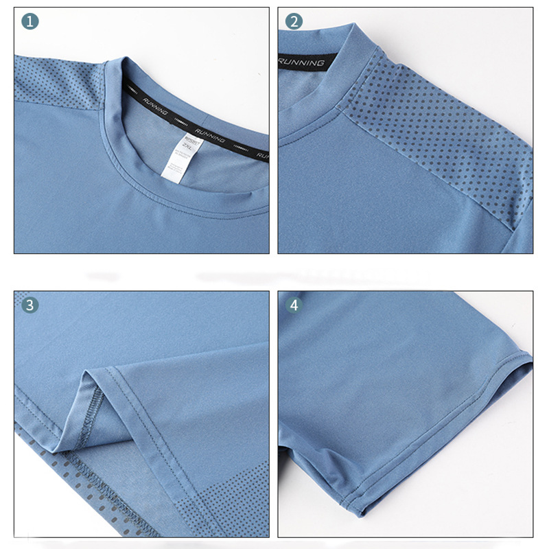Picture of Nylon Quick-drying Clothes T-shirt Men's Fitness Running Loose Round Neck Summer Ice Silk Training Clothes Base Sports Short-sleeved Men's