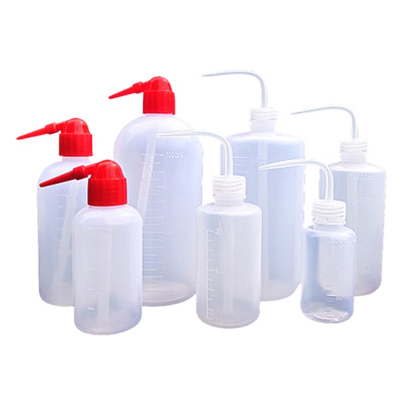 Plastic washing bottle 250/500/1000ml washing bottle succulent curved mouth watering bottle red head elbow washing bottle