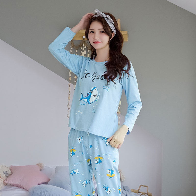 Picture of Wholesale spring and autumn winter pajamas women's thin long sleeve trousers cartoon cute wind small student home clothes suit