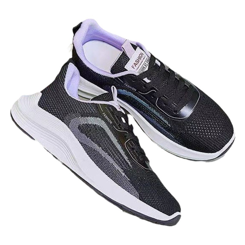 New Women's Flying woven shoes thick bottom sneaker live broadcast same style student running shoes breathable comfortable women's casual sneaker
