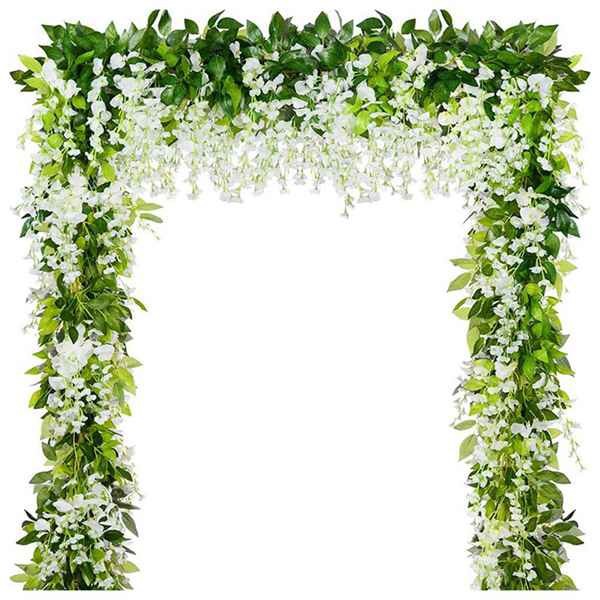 Picture of Simulation wisteria flower false Flower Vine decorative flower winding hanging flower plastic flower Vine string flower plant pipe shading flower