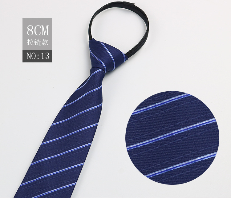 Picture of Factory Black Men's Tie Striped Blue Business Tie Lazy People Knot Free Zipper Tie in stock Wholesale