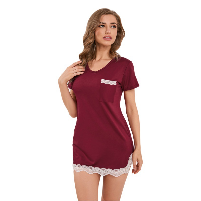 European and American style dress pajamas pajamas women's home clothes can be worn foreign trade supply lace stitching skirt