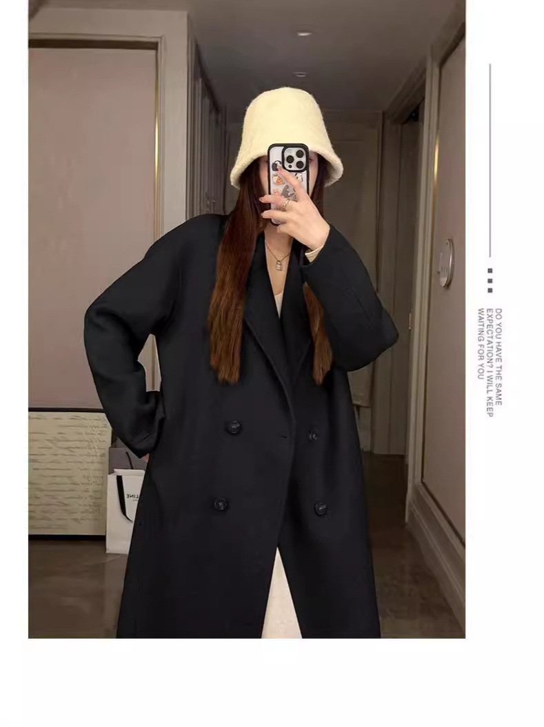 Picture of Oatmeal-Colored Double-Sided Woolen Coat for Women, 2025 Autumn and Winter New Korean Style Loose Mid-Length Popular Woolen Jacket