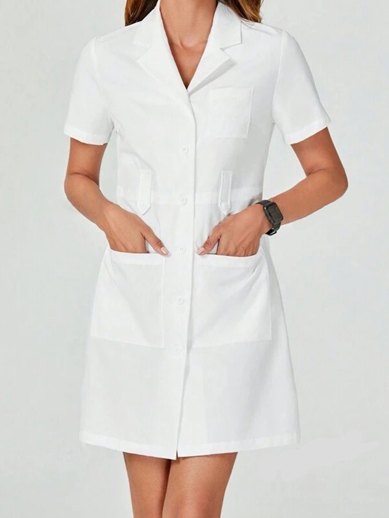 Guangzhou Summer New Women's Clothing Short-Sleeved White Coat Women's Slim Fashion Special Medical Work Clothes Jacket