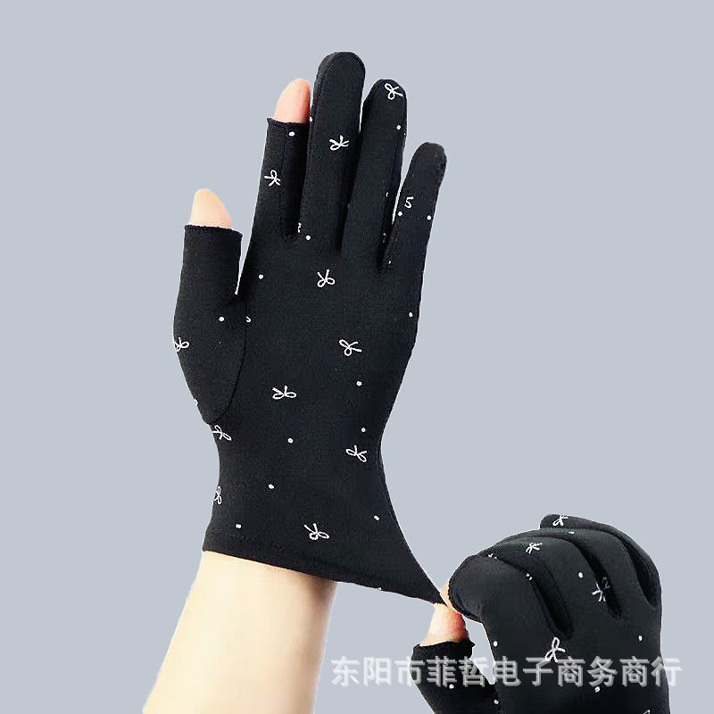 Picture of Women's Gloves with Two Fingers Exposed, Fleece-Lined for Warmth, Suitable for Autumn and Winter Driving, Cycling, Elastic, Student Writing, Cold-Proof, Thickened