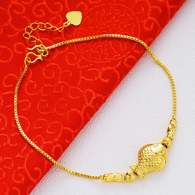 Picture of Vietnam Sand Gold Fashion Anklet Brass Plated 24k Gold Bell Double-Layer Turn & Bead Foot Ornaments Women's Foreign Trade Euro Gold