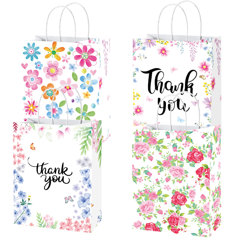 New Mother's Day gift paper bag white card gift handbag birthday party cartoon cute style shopping handbag