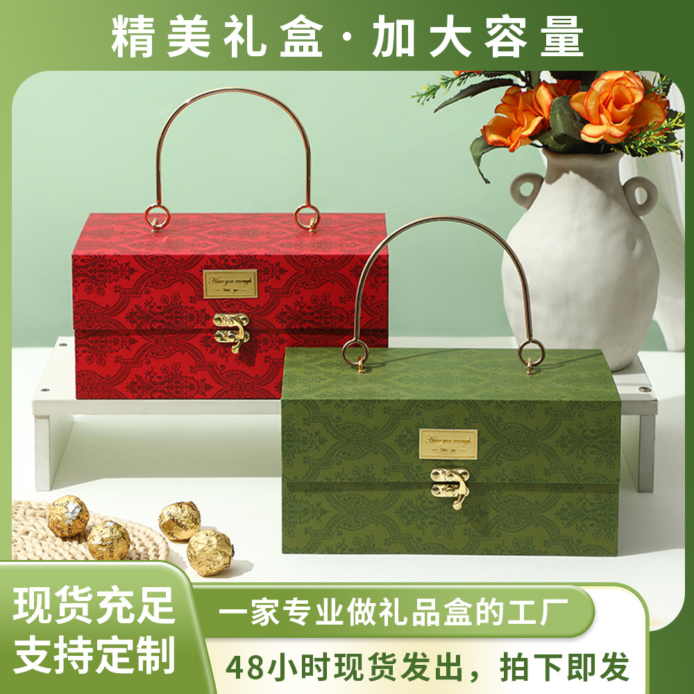 New Chinese retro gift box metal holiday gift packaging portable box wedding wedding gift gift candy box wholesale