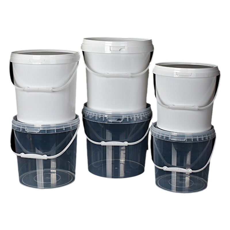 Thickened Pp Material Round Packaging Jar White Sealed Plastic Jar Large Capacity High Temperature Resistant Transparent Bucket Suitcase