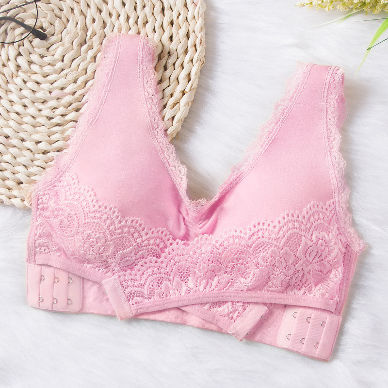 Picture of Cross-border front cross side buckle Sports sleep bra plus size lace running yoga shockproof push up European and American underwear for women
