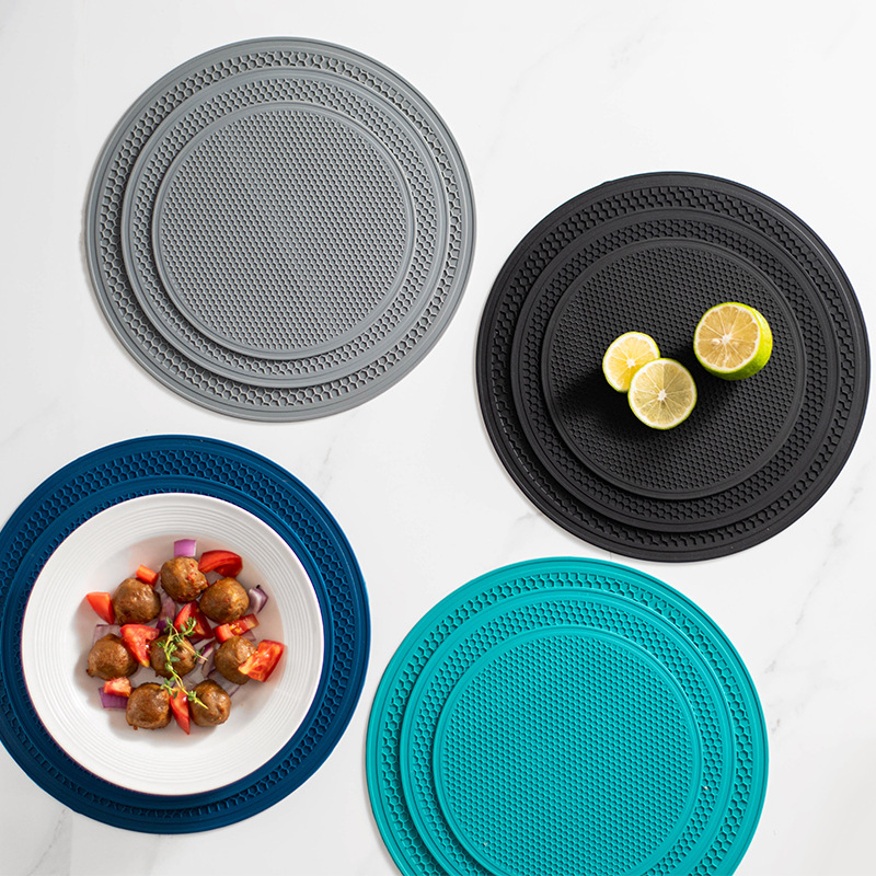 Scandinavian Ins Large Silicone Honeycomb Pattern Round Insulation Mat Placemat Dining Table Mat Anti-Scalding Coaster Pot Mat Drain Mat