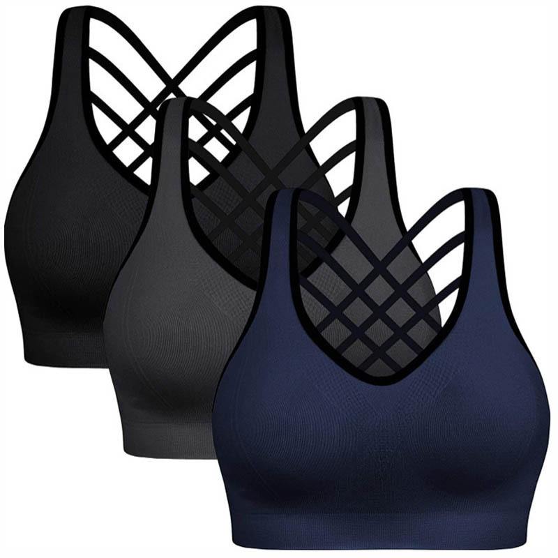 Amazon popular sports shockproof beauty back shoulder strap yoga bra sexy push up fitness running underwear bra