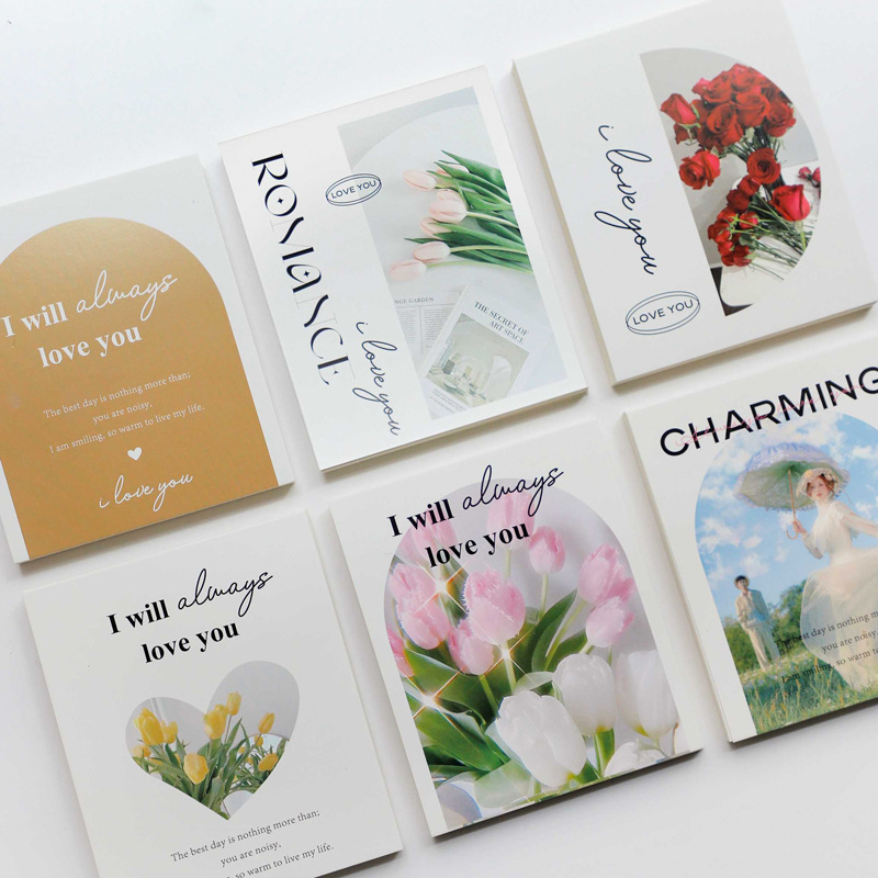 French Romantic Hanging Card Floral Card Flower Shop Flower Bouquet Packaging Handmade DIY Material Hanging Card Greeting Card