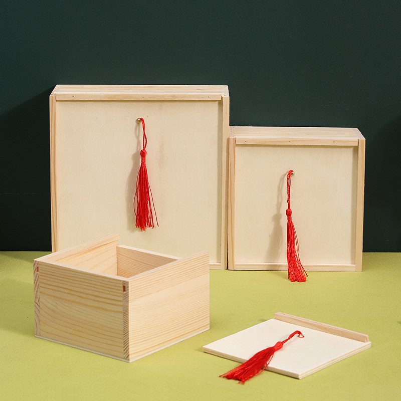 Draw Classical Empty Box Gift Packaging Box Jewelry Storage Box Wooden Gift Box Accompanying Gift Square Small Wooden Box
