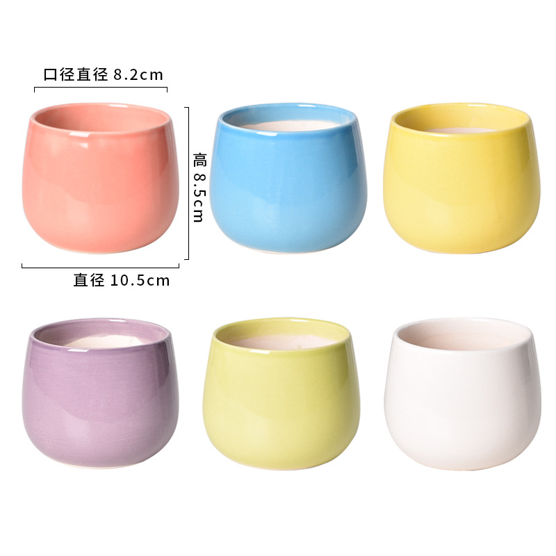 Picture of Factory wholesale ceramic flower pot glaze combination creative home decoration fleshy flower pot simple meat green plant potted plant