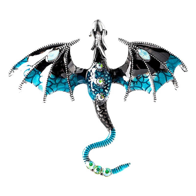 Retro drop oil cartoon flying dragon shape brooch men's personalized suit coat accessories pin jewelry cross-border supply