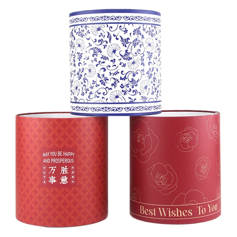 Flower Companion Shadow New Year Bucket New Year Flower Holly Hug Bucket Blue and White Porcelain Everything Victory National Style Set Two Flowers Gift Box
