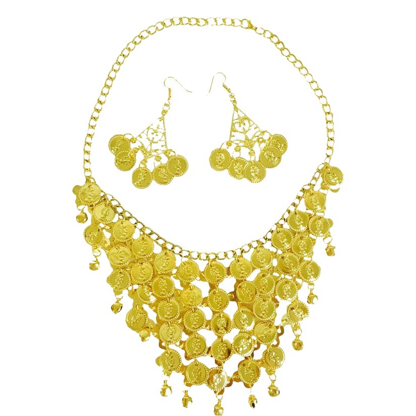 Jinhang belly dance jewelry/belly dance necklace/belly dance earrings/neck chain earrings two-piece set