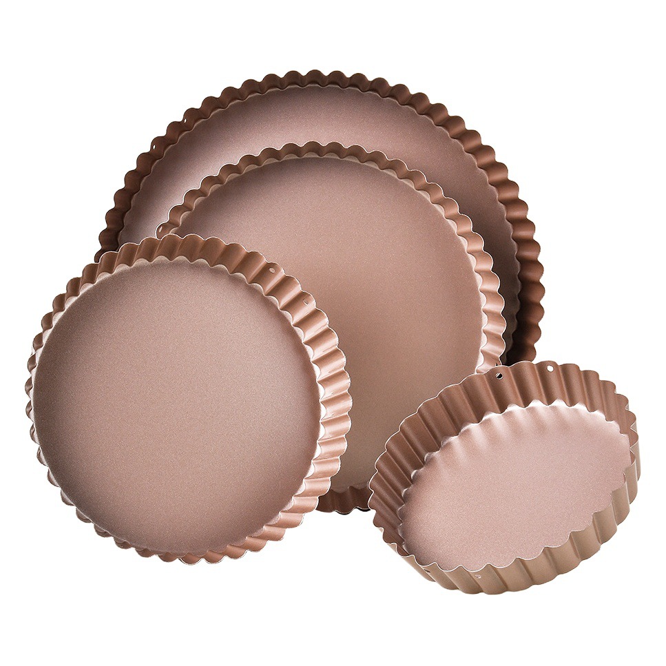 Gold lace carbon steel non-stick cake mold baking pan household oven chrysanthemum pie baking pan pizza pan