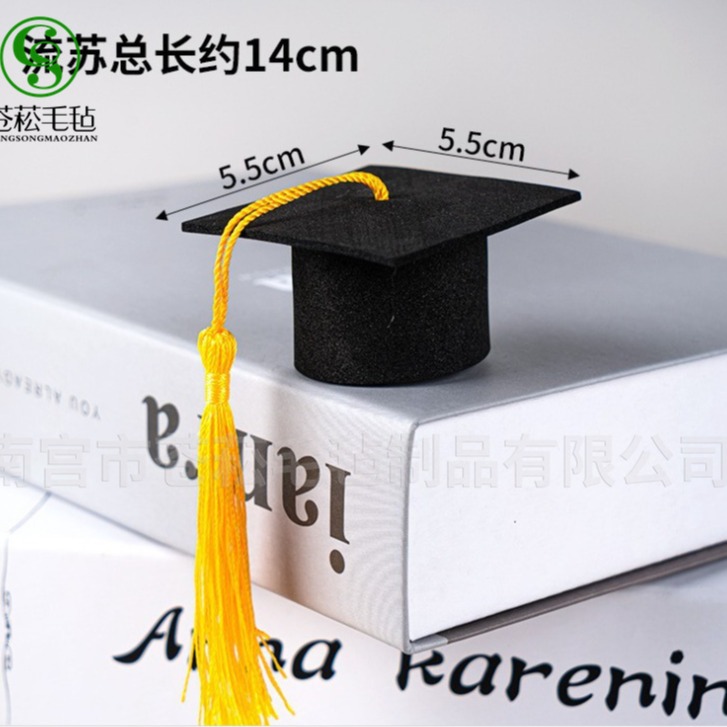 Felt Doctoral Hat Graduation Hat Felt Mini Creative Tassel Felt Bachelor Hat Party Event Decorative Top Hat