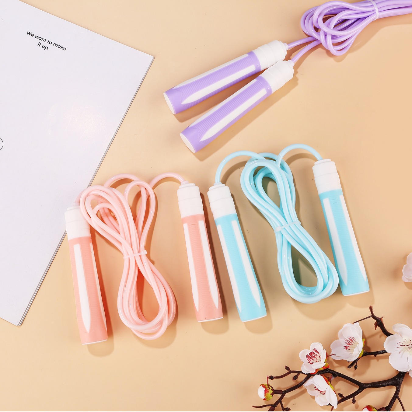 Skipping Rope Exam Training for Primary and Secondary School Students, Beginners Practice, No Knotting, No Stacking, Two-Color Handle, Soft Rubber Skipping Rope