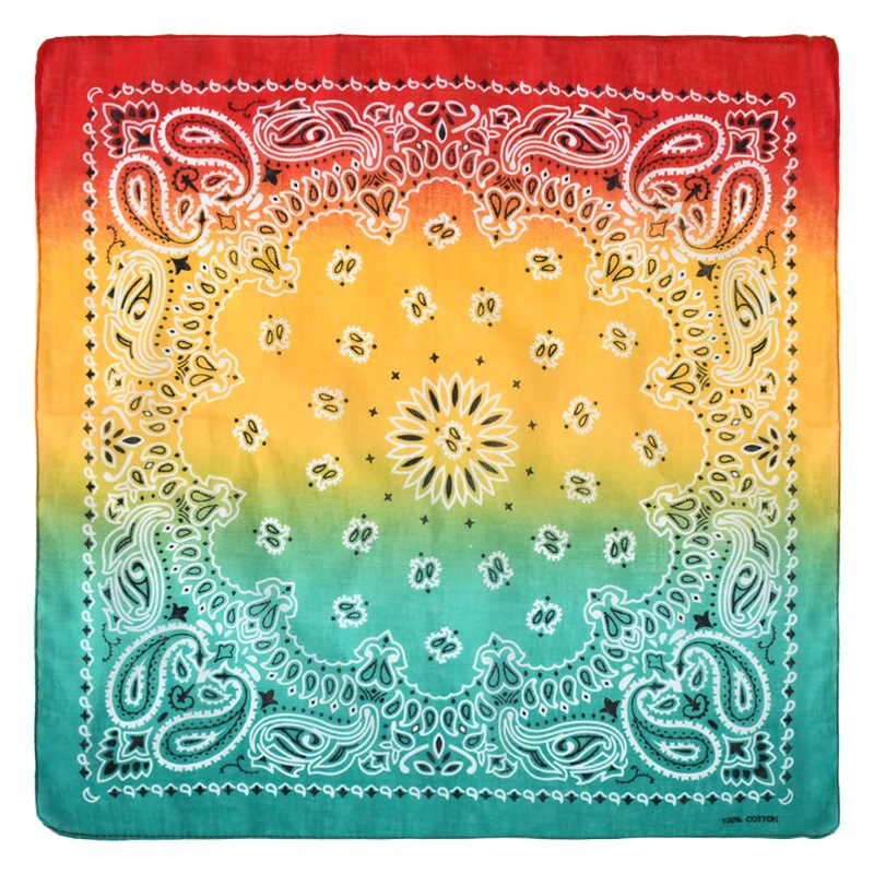 Picture of New Korean version of cotton gradient sweat-absorbent breathable turban sports outdoor riding scarf printed square scarf wholesale