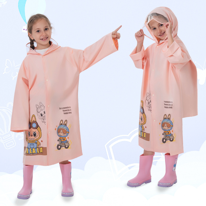 Picture of Kidsren's Whole Body Primary and Secondary School Students' Enlarged Schoolbags Baby Ponchos Thickeneded Long Waterproof Kindergarten Raincoats