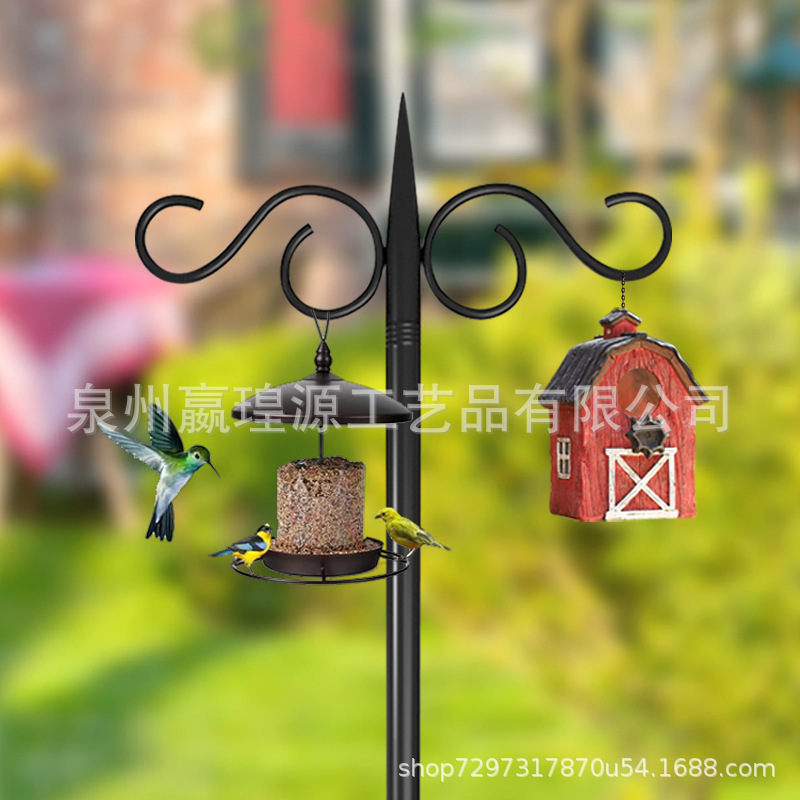 Cross-border Amazon outdoor bird feeder Shepherd hook garden hook wind chime lantern hanging orchid pot hanging flower stand