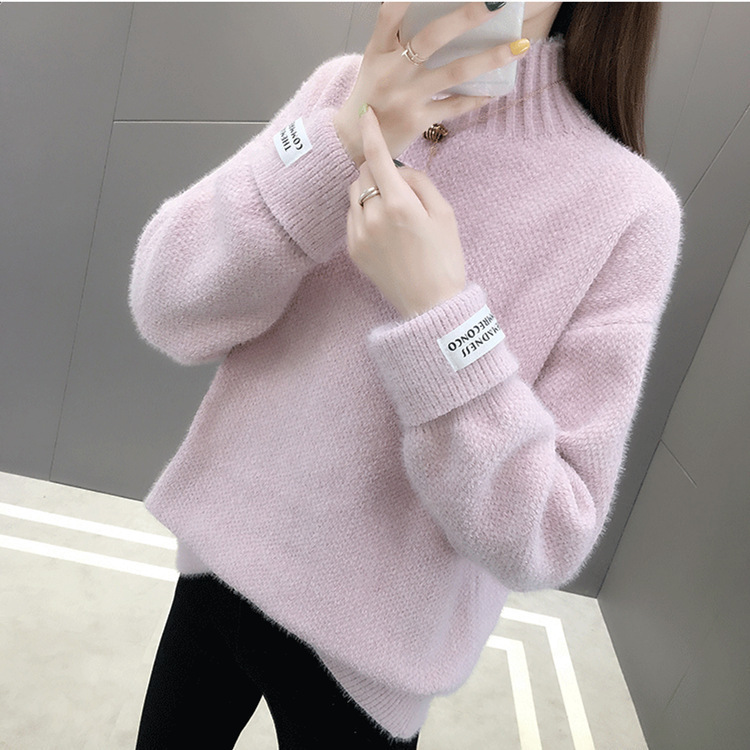 Picture of 2024 New Chenille Loose Lazy Pullover Thickened Bottoming Sweater High Collar Solid Color Sweater Women's Autumn and Winter