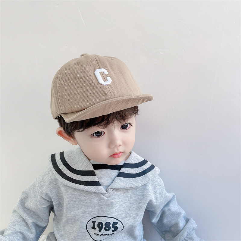 Picture of Baby's Hat Spring and Autumn Soft Brim Korean-style C- letter Embroidered Western-style Cap Baby Baby Instagram Baseball Cap Trendy