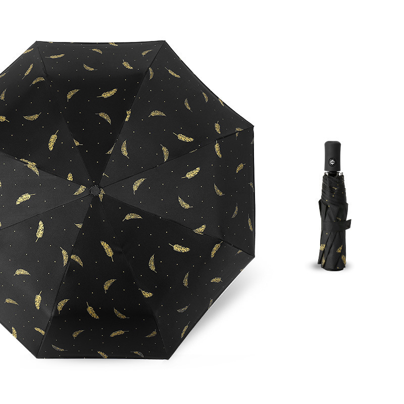 Picture of Full-Automatic Umbrella Women's Sunny and Rainy Dual-Use Simple Black and White Plaid Sunscreen and UV Protection Folding Umbrella for Students