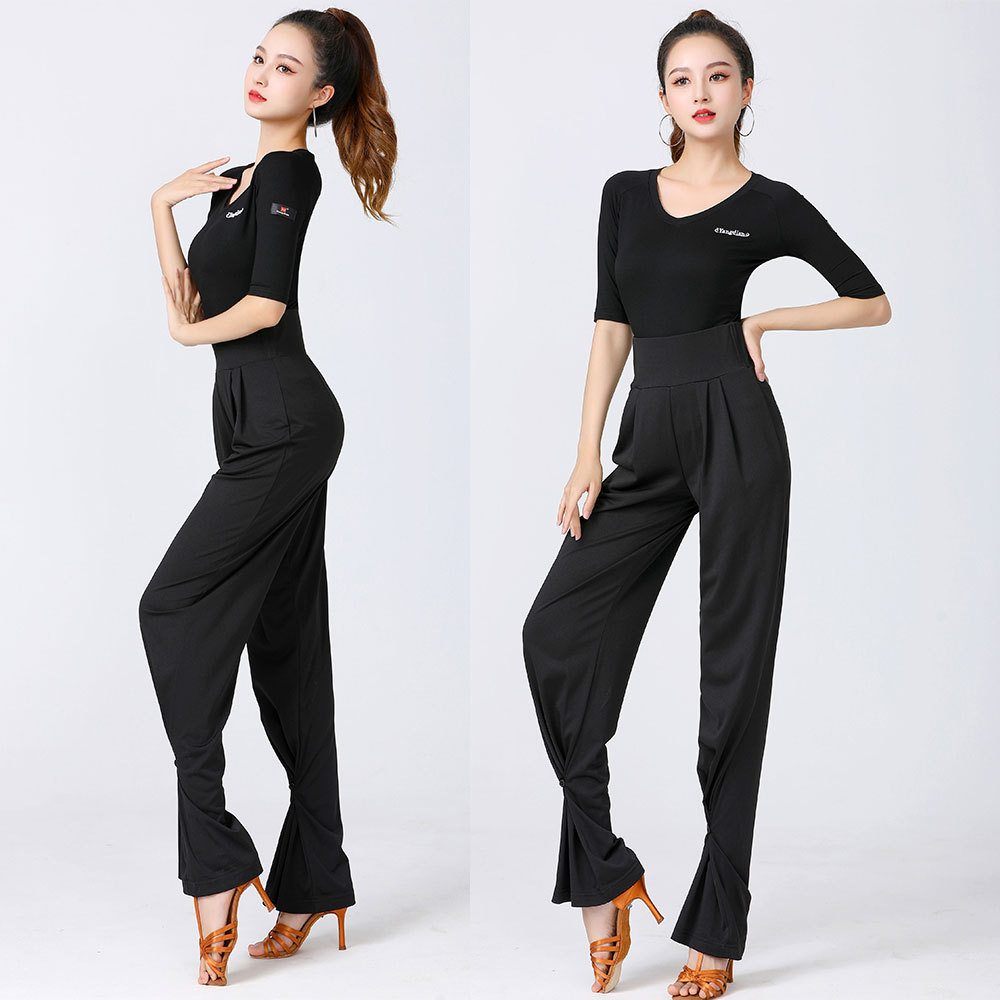 New Thin Elastic Personalized Latin Dance Pants That Can Be Tied with Legs, Ballroom Dance, Long and Loose Pants for Women